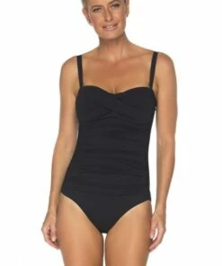 Togs Swimwear Togs Solid Twist Bandeau One Piece Black
