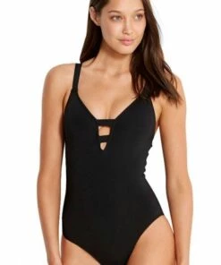 Seafolly Active Deep V One Piece Black