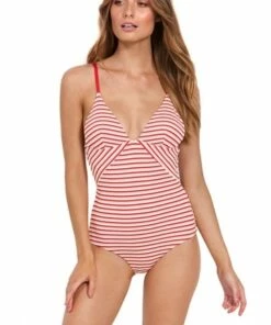 Milea Rouge Stripe Tri One Piece Rouge