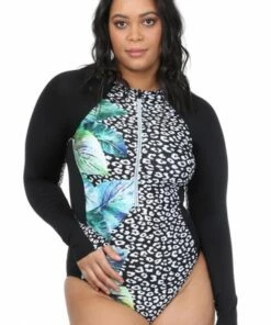 24th & Ocean Jungle Skin Sunsuit Black/White