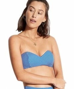 Seafolly Go Overboard Bandeau Cobalt