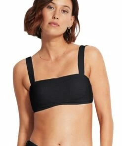 Seafolly Seaside Soiree Bandeau Bra Black