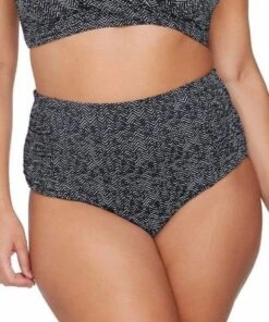 Artesands Zig Zag Rouched High Waist Pant Black