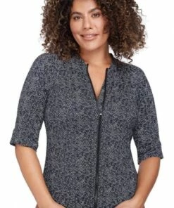 Artesands Zig Zag Short Sleeve Zip Suntop Black