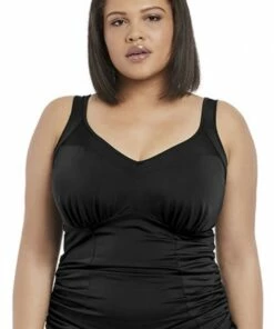 Elomi Essentials Moulded Ruched Tankini Separate Black
