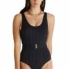 Aqua Blu Raven Nicola DD/E Cup Belted One Piece Black