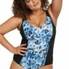 Artesands Natare Aqua Turner V Neck One Piece Aqua