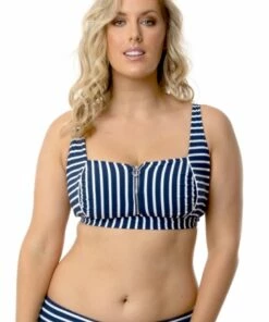 Baku Portofino E/F Cup Square Bralette Navy/White -Cheap Swimweargalore Store bakb402pof.910 baku portofino e f cup square bralette front 2