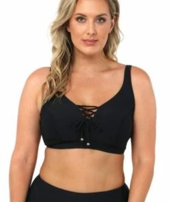 Baku Rococco E/F Cup Lace Up Bra Nero