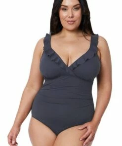 Baku Boardwalk DD/E Cup Frill One Piece Grey