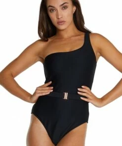 Baku Ribtide Asymmetrical One Piece Black