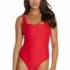 Baku Rococco Square Neck One Piece Red