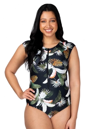 Baku Kailani Cap Sleeve Zip Sunsuit Black 3 Baku Kailani Cap Sleeve Zip Sunsuit Black - Image 3