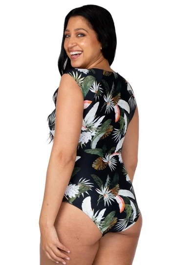 Baku Kailani Cap Sleeve Zip Sunsuit Black 4 Baku Kailani Cap Sleeve Zip Sunsuit Black - Image 4