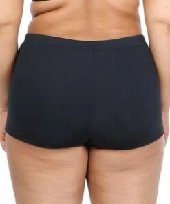 BASE Swim Plain High Waisted Boyleg Black -Cheap Swimweargalore Store bas105 001 base swim plain high waisted boyleg black b 2 1
