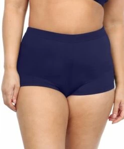 BASE Swim Plain High Waisted Boyleg Black -Cheap Swimweargalore Store bas105 plain high waisted boyleg navy f 1