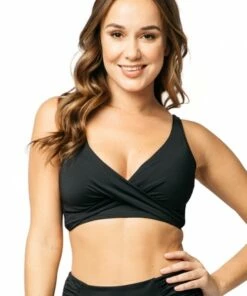 Sea Level Cross Front Bra Black -Cheap Swimweargalore Store boent3110p crossfront bra 1 2