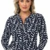 Babes In the Shade Ladies Blue Acacia Long Sleeve Rashie Navy/White