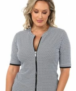 Babes In the Shade Mamiko Zip Rashie Black/White