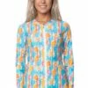 Babes In the Shade Ladies Watercolour Long Sleeve Suntop Multi