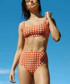 Sea Level Le Damier Square Neck Bra Orange -Cheap Swimweargalore Store campaign 8