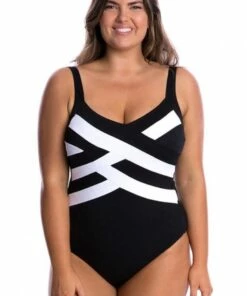 Capriosca Acapulco Criss Cross One Piece Black/White
