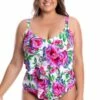 Capriosca Bahama Bloom Tiered One Piece White/Pink
