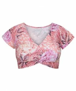 Capriosca Coral Bloom Wrap Crop Top Coral -Cheap Swimweargalore Store capcccb4000.835 capriosca coral bloom wrap crop top