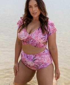 Capriosca Coral Bloom Wrap Crop Top Coral -Cheap Swimweargalore Store capcccb4000.835 capriosca coral bloom wrap crop top2