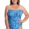 Capriosca Mermaid Twist Front Bandeau One Piece Cobalt