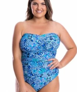 Capriosca Mermaid Twist Front Bandeau One Piece Cobalt