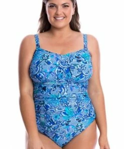 Capriosca Mermaid Twist Front Bandeau One Piece Cobalt -Cheap Swimweargalore Store capcme9812.439 capriosca mermaid twist front bandeau one piece1