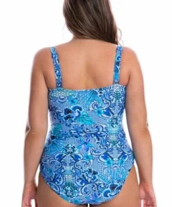 Capriosca Mermaid Twist Front Bandeau One Piece Cobalt -Cheap Swimweargalore Store capcme9812.439 capriosca mermaid twist front bandeau one piece3