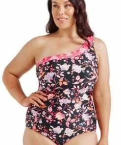 Capriosca Corsica One Shoulder One Piece Black/Pink
