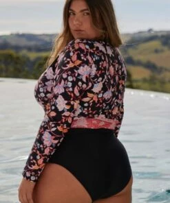 Capriosca Corsica Zip Sunsuit Black/Pink -Cheap Swimweargalore Store capcor4850 corsica longe sleeve one piece 3