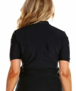 Capriosca Zip Front Suntop Navy -Cheap Swimweargalore Store capcp12352a capriosca zip thru rash vest 2 1