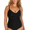 Capriosca Plain Criss Cross One Piece Black