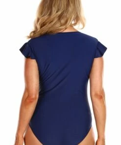 Capriosca Plain Zip Front One Piece Navy -Cheap Swimweargalore Store capcp4250p capriosca plain zip front one piece navy 4 1