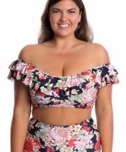 Capriosca Peaches And Cream Double Frill Bra Black/Red