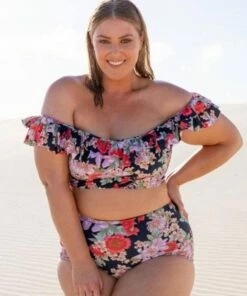 Capriosca Peaches And Cream Double Frill Bra Black/Red -Cheap Swimweargalore Store capcpc6225.925 capriosca peaches and cream double frill bra2