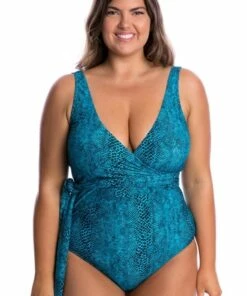Capriosca Turquoise Snake Tie Wrap One Piece Turquoise