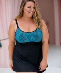 Capriosca Turquoise Snake DD/E Cup Swim Dress Turquoise -Cheap Swimweargalore Store capcts81008dde.450 capriosca turquoise snake dde cup swim dress3