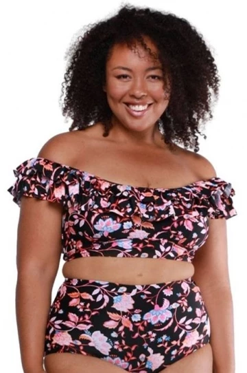 Capriosca Corsica Double Frill Bra Black/Pink 1 Capriosca Corsica Double Frill Bra Black/Pink