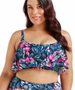 Capriosca Molokai Frill Bikini Top Black/Multi