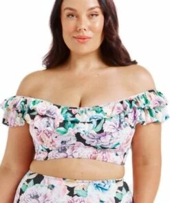 Capriosca Positano Black Double Frill Bra Multi