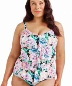 Capriosca Positano Black Tiered Frill One Piece Multi