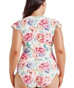 Capriosca Positano White Frill Sunsuit White/Pink -Cheap Swimweargalore Store capriosca positano white frill sunsuit 2