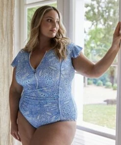 Capriosca Santorini Blue Frill Sunsuit Light Blue -Cheap Swimweargalore Store capriosca santorini blue frill sunsuit 3