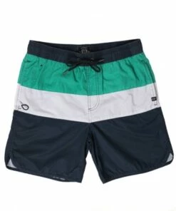Coast Mens Panel Stripe Boardshort Navy/Green
