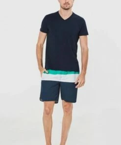 Coast Mens Panel Stripe Boardshort Navy/Green -Cheap Swimweargalore Store coa19ccb285 coast mens panel stripe boardshort 3